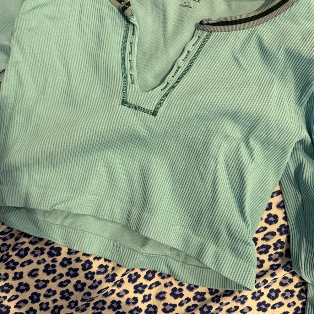 Urban Outfitters Mint Ribbed Crop Top